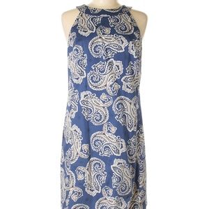 Navy Paisley Sleeveless LOFT dress Sz 10 Pockets
